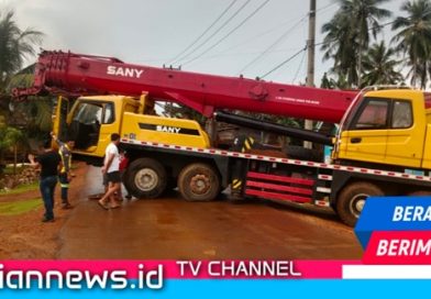 AKTIVITAS PT ASKON DISOROT, TRUCK CRANE MELINTAS DI JALAN DESA MOLORE DIDUGA LANGGAR ATURAN